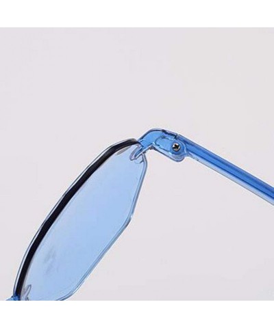 Rimless Retro Sunglasses Summer Frameless Sunglasses Colorful Fashion Shades Rimless Sunglasses - Blue - CO1900YDCQ5 $12.13