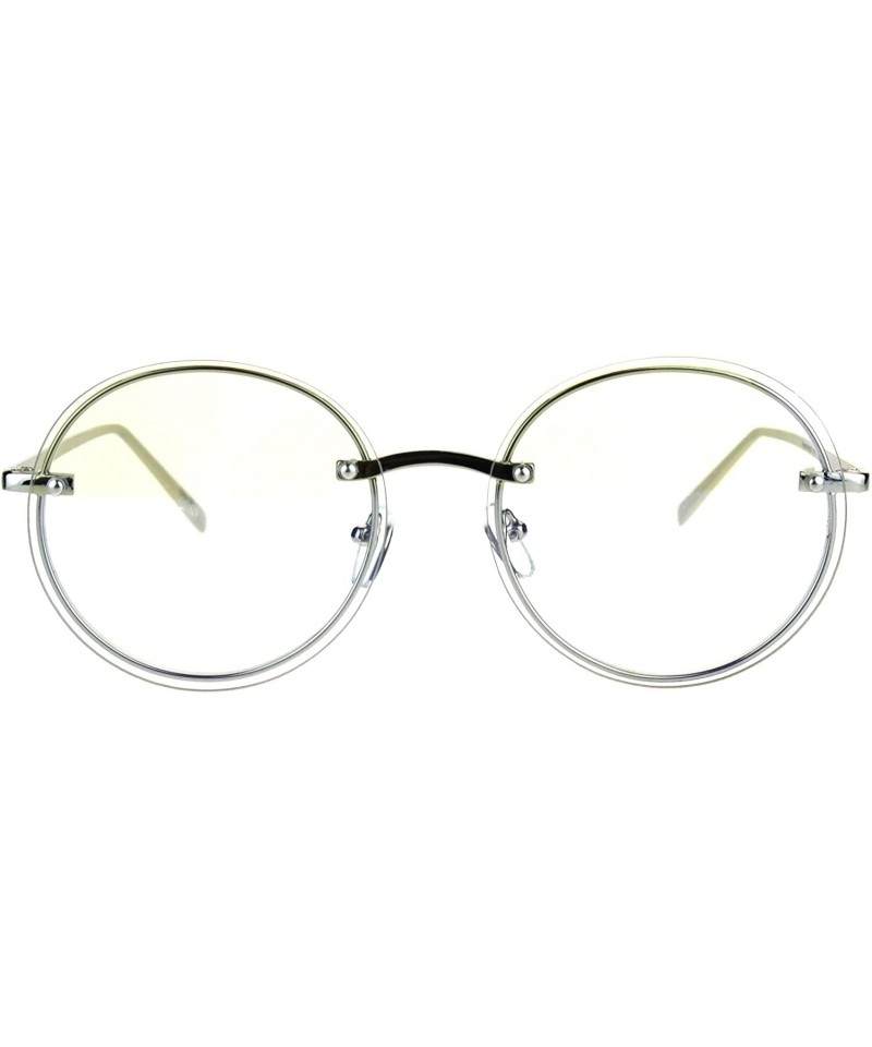 Round Retro Old School Rimless Clear Lens Round Metal Rim Eye Glasses - Silver - C7184M4GOK0 $12.10