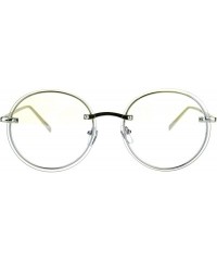 Round Retro Old School Rimless Clear Lens Round Metal Rim Eye Glasses - Silver - C7184M4GOK0 $12.10