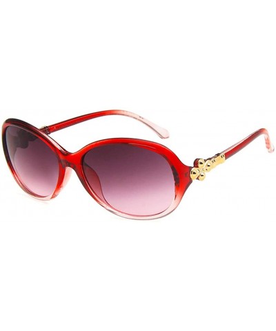Oval Women Sunglasses Retro Bright Black Drive Holiday Oval Non-Polarized UV400 - Gradient Red - CA18RKGYYU6 $18.07