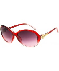 Oval Women Sunglasses Retro Bright Black Drive Holiday Oval Non-Polarized UV400 - Gradient Red - CA18RKGYYU6 $7.67