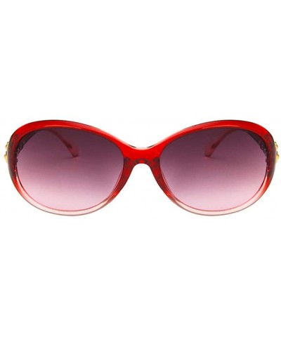 Oval Women Sunglasses Retro Bright Black Drive Holiday Oval Non-Polarized UV400 - Gradient Red - CA18RKGYYU6 $7.67