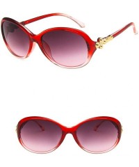 Oval Women Sunglasses Retro Bright Black Drive Holiday Oval Non-Polarized UV400 - Gradient Red - CA18RKGYYU6 $7.67