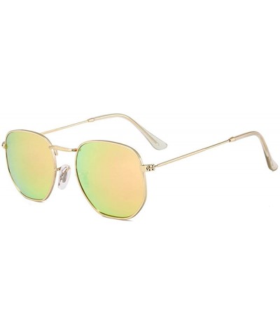 Goggle Fashion Small Box Sunglasses Sunglasses True Film Polychromatic Glasses - C7 Gold Frame Barbie Powder - CS18TMOTC5N $1...