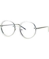 Round Retro Old School Rimless Clear Lens Round Metal Rim Eye Glasses - Silver - C7184M4GOK0 $24.52