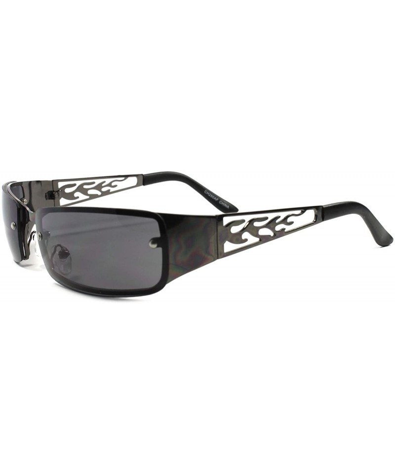 Sport Motorcycle Riding Biker Wrap Sport Extreme Mens Metal Flame Sunglasses - Gunmetal - C1189RETNTZ $13.14