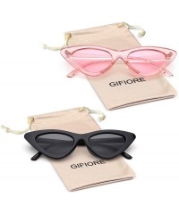 Rimless Retro Vintage Cateye Sunglasses for Women Clout Goggles Plastic Frame Glasses - Black&pink - CM18EZS9KSK $15.47