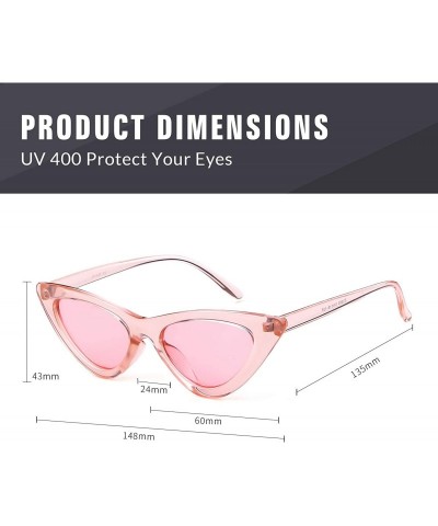 Rimless Retro Vintage Cateye Sunglasses for Women Clout Goggles Plastic Frame Glasses - Black&pink - CM18EZS9KSK $15.47