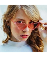 Rimless Retro Vintage Cateye Sunglasses for Women Clout Goggles Plastic Frame Glasses - Black&pink - CM18EZS9KSK $15.47