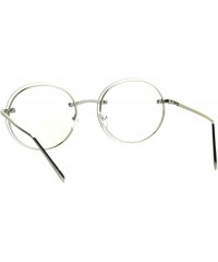 Round Retro Old School Rimless Clear Lens Round Metal Rim Eye Glasses - Silver - C7184M4GOK0 $12.10