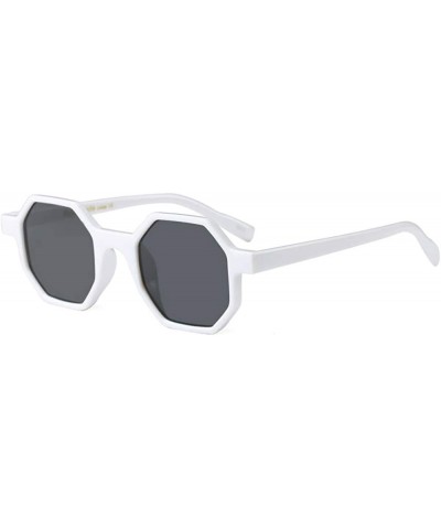 Oversized Hexagonal Sunglasses for Men Women Vintage Retro Plastic Octagon Geometric Frame - White - CA18IZNZN4T $23.61