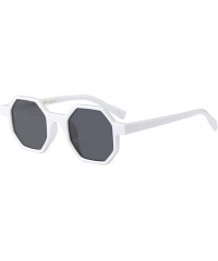 Oversized Hexagonal Sunglasses for Men Women Vintage Retro Plastic Octagon Geometric Frame - White - CA18IZNZN4T $10.39