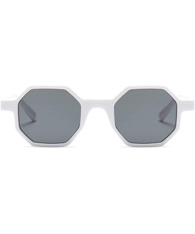 Oversized Hexagonal Sunglasses for Men Women Vintage Retro Plastic Octagon Geometric Frame - White - CA18IZNZN4T $10.39