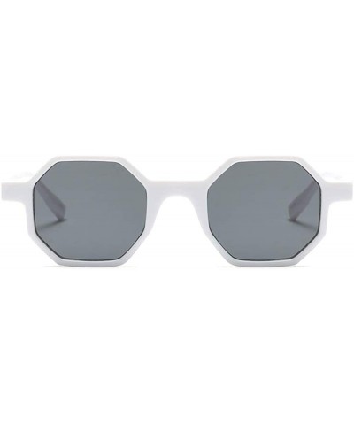 Oversized Hexagonal Sunglasses for Men Women Vintage Retro Plastic Octagon Geometric Frame - White - CA18IZNZN4T $10.39