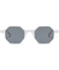 Oversized Hexagonal Sunglasses for Men Women Vintage Retro Plastic Octagon Geometric Frame - White - CA18IZNZN4T $10.39