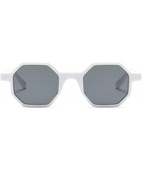 Oversized Hexagonal Sunglasses for Men Women Vintage Retro Plastic Octagon Geometric Frame - White - CA18IZNZN4T $10.39