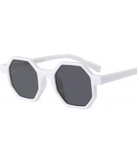 Oversized Hexagonal Sunglasses for Men Women Vintage Retro Plastic Octagon Geometric Frame - White - CA18IZNZN4T $10.39