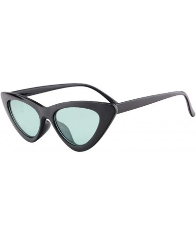 Cat Eye Vintage Cat-Eye Sunglasses for Women - Ladies Plastic Frame Mirrored Lens Colorful Mini Narrow Square Sunglasses - CQ...
