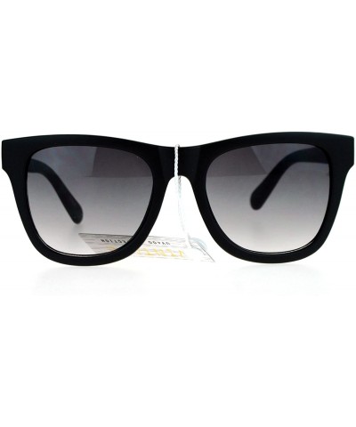 Rectangular Unique Wind Breaker Side Visor Horn Rim Horned Sunglasses - Matte Black - C21297IUE8F $8.37