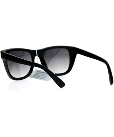 Rectangular Unique Wind Breaker Side Visor Horn Rim Horned Sunglasses - Matte Black - C21297IUE8F $8.37