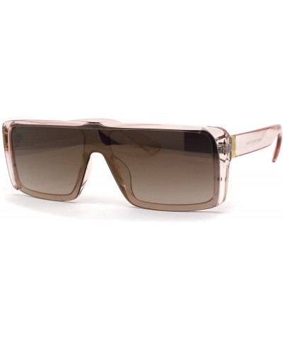 Shield Mens Mobster Half Plastic Flat Top Shield Retro Sunglasses - Peach Brown Mirror - CR196EM649X $12.49