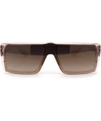 Shield Mens Mobster Half Plastic Flat Top Shield Retro Sunglasses - Peach Brown Mirror - CR196EM649X $12.49