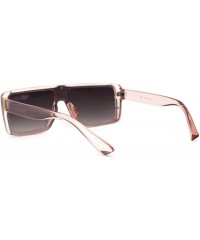 Shield Mens Mobster Half Plastic Flat Top Shield Retro Sunglasses - Peach Brown Mirror - CR196EM649X $12.49