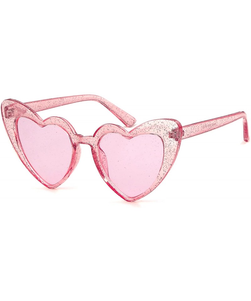 Rimless Clout Goggle Heart Sunglasses Vintage Cat Eye Mod Style Retro Kurt Cobain Glasses - Clear Pink Pink - CG18ENG002E $8.99