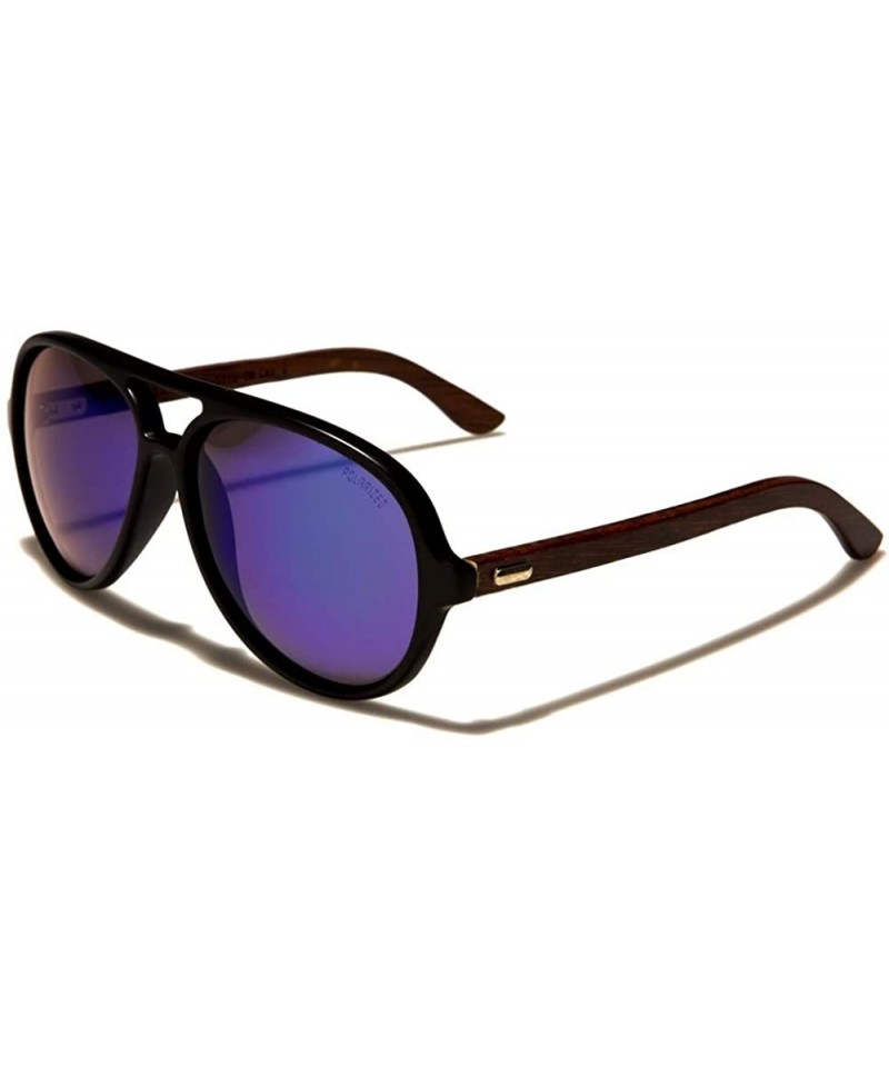 Aviator Wood Polarized Sunglasses - WD-2010-CM-POL - Color 03 - C8196COD4TW $19.98