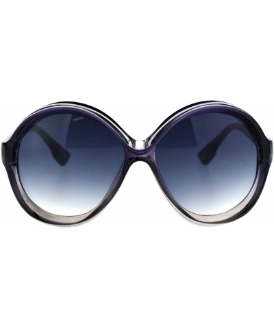 Butterfly Womens Thick Plastic Round Chic Retro Mod Sunglasses - Purple Smoke - CR18SM5RZ5N $20.46