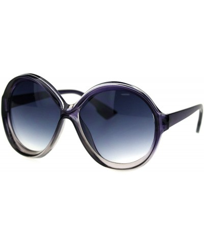 Butterfly Womens Thick Plastic Round Chic Retro Mod Sunglasses - Purple Smoke - CR18SM5RZ5N $13.46