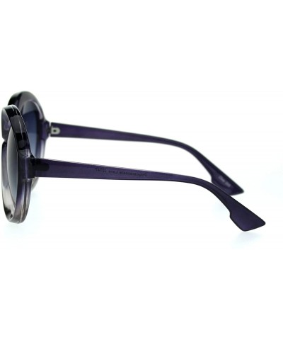 Butterfly Womens Thick Plastic Round Chic Retro Mod Sunglasses - Purple Smoke - CR18SM5RZ5N $13.46