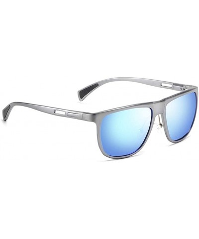 Square Men Polarized Square Sunglasses Metal Aluminum Magnesium Frame Male Sun Glasses for Driving - C5blue Mirror - CL199QCH...