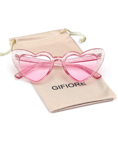 Rimless Clout Goggle Heart Sunglasses Vintage Cat Eye Mod Style Retro Kurt Cobain Glasses - Clear Pink Pink - CG18ENG002E $18.98