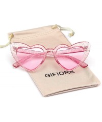 Rimless Clout Goggle Heart Sunglasses Vintage Cat Eye Mod Style Retro Kurt Cobain Glasses - Clear Pink Pink - CG18ENG002E $18.98