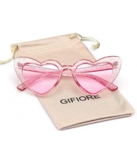 Rimless Clout Goggle Heart Sunglasses Vintage Cat Eye Mod Style Retro Kurt Cobain Glasses - Clear Pink Pink - CG18ENG002E $8.99