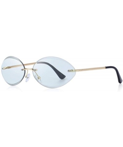 Rimless DESIGN Women Rimless Oval Sunglasses Gradient Lens UV400 Protection C02 Blue - C02 Blue - C018YZUK9LN $25.25