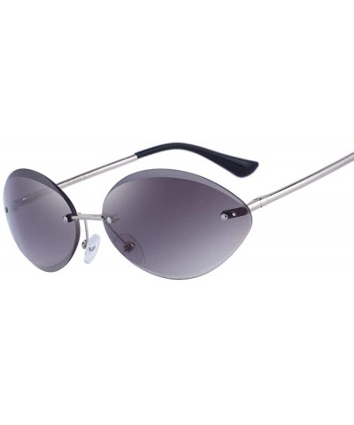 Rimless DESIGN Women Rimless Oval Sunglasses Gradient Lens UV400 Protection C02 Blue - C02 Blue - C018YZUK9LN $16.26