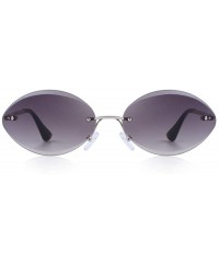 Rimless DESIGN Women Rimless Oval Sunglasses Gradient Lens UV400 Protection C02 Blue - C02 Blue - C018YZUK9LN $16.26