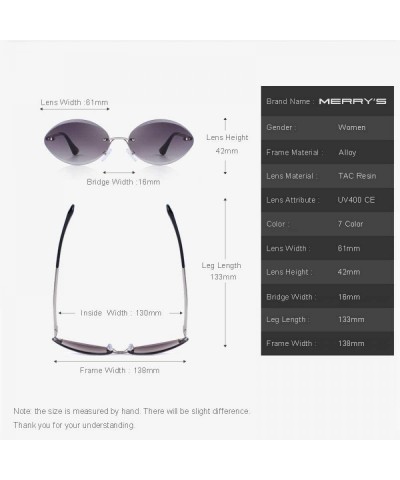 Rimless DESIGN Women Rimless Oval Sunglasses Gradient Lens UV400 Protection C02 Blue - C02 Blue - C018YZUK9LN $16.26