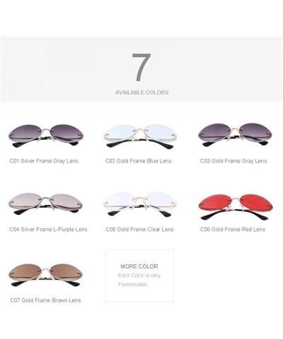 Rimless DESIGN Women Rimless Oval Sunglasses Gradient Lens UV400 Protection C02 Blue - C02 Blue - C018YZUK9LN $16.26