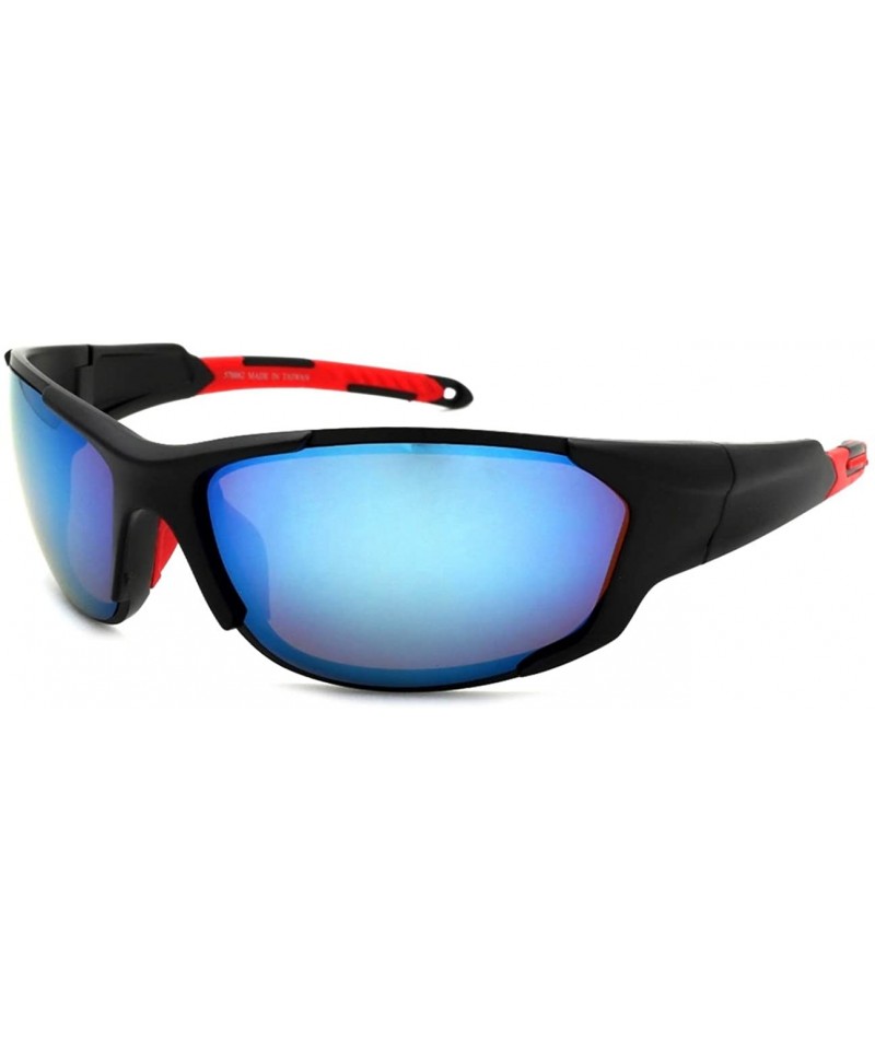 Wrap Sports Sunglasses with Color Mirrored Lens 570062/REV - Matte Black - C4125WNTHHD $10.86