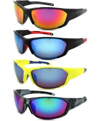 Wrap Sports Sunglasses with Color Mirrored Lens 570062/REV - Matte Black - C4125WNTHHD $10.86