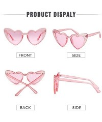 Rimless Clout Goggle Heart Sunglasses Vintage Cat Eye Mod Style Retro Kurt Cobain Glasses - Clear Pink Pink - CG18ENG002E $8.99