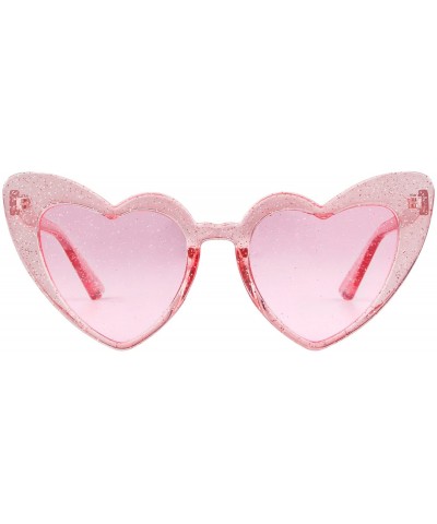 Rimless Clout Goggle Heart Sunglasses Vintage Cat Eye Mod Style Retro Kurt Cobain Glasses - Clear Pink Pink - CG18ENG002E $18.98