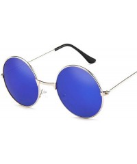 Round Round Glasses Men Women Steampunk Sunglasses Vintage Sunglasse Brand Designer 2020 New Mirror UV400 - Green - CL19853S2...
