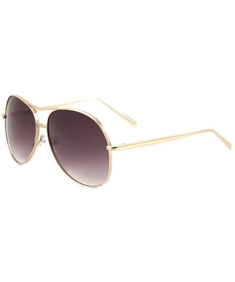 Round Thick Flat Frame Modern Round Aviator Sunglasses - Smoke Gold - CA190INZH5W $25.24
