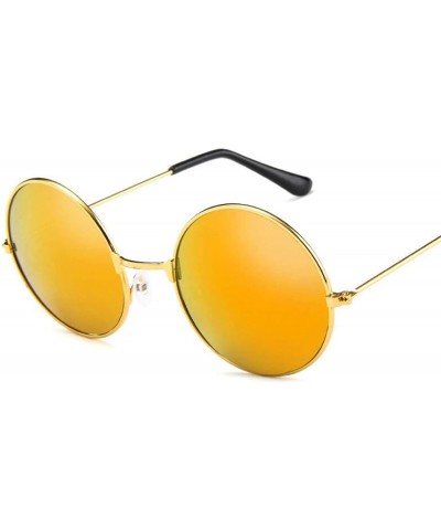 Round Round Glasses Men Women Steampunk Sunglasses Vintage Sunglasse Brand Designer 2020 New Mirror UV400 - Green - CL19853S2...