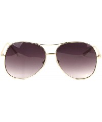 Round Thick Flat Frame Modern Round Aviator Sunglasses - Smoke Gold - CA190INZH5W $25.24