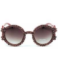 Round Fashion trend round diamond Ladies sunglasses Men punk wind glasses hollow wide temples - Red - CI18WLSDTA7 $13.89